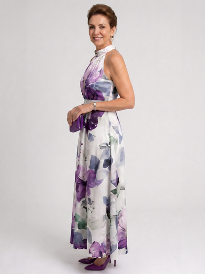 Suzette — Robe longue dos nu à grandes fleurs