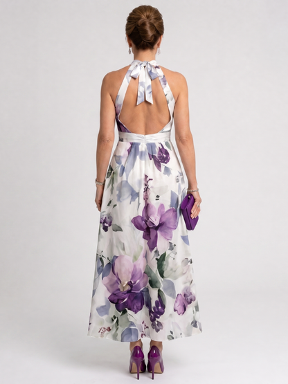 Suzette — Robe longue dos nu à grandes fleurs