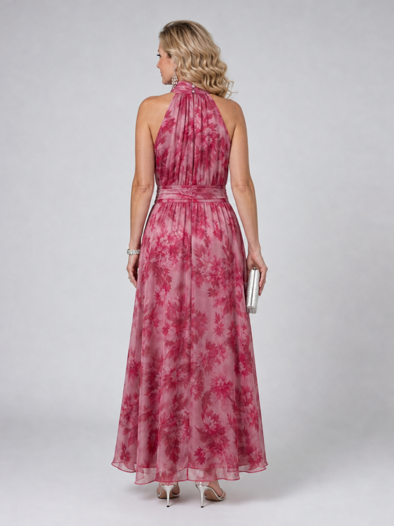 Jade — Robe longue dos nu à jupe évasée