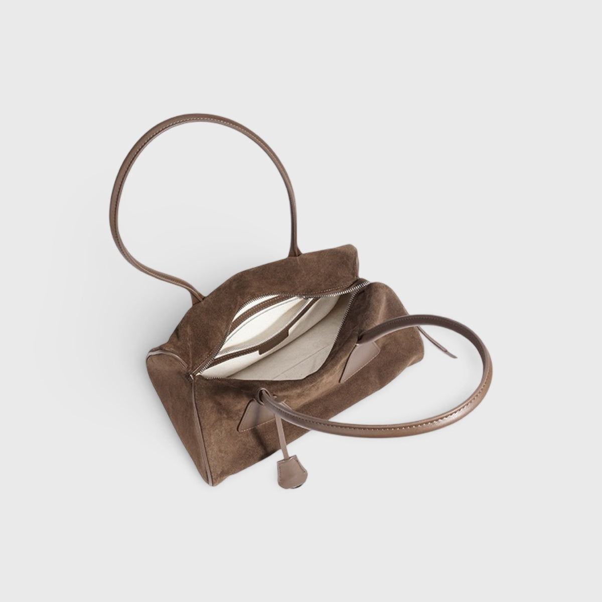 Sac Lulu en daim véritable taupe, photo détail