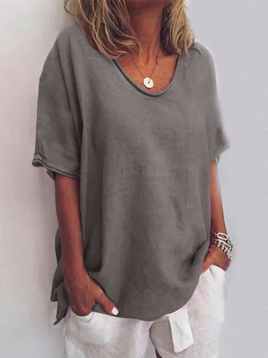 Léonine | Top ample à manches courtes — Gris foncé