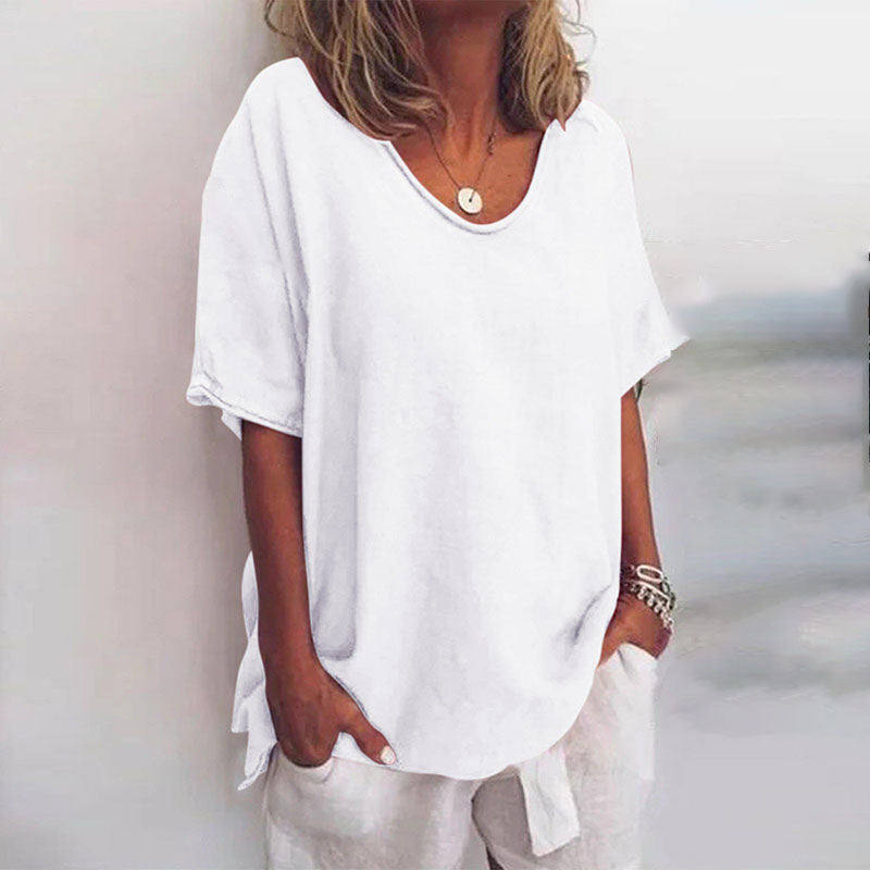 Léonine | Top ample à manches courtes — Blanc