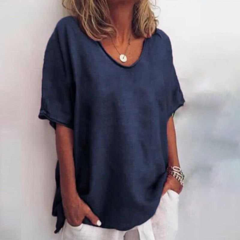 Léonine | Top ample à manches courtes — Bleu marine