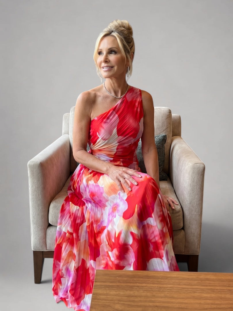 Séraphie — Robe longue asymétrique plissée