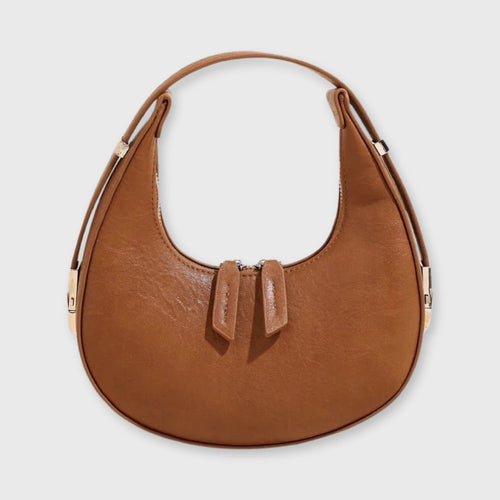 Sac demi-lune Lune cognac vu de face