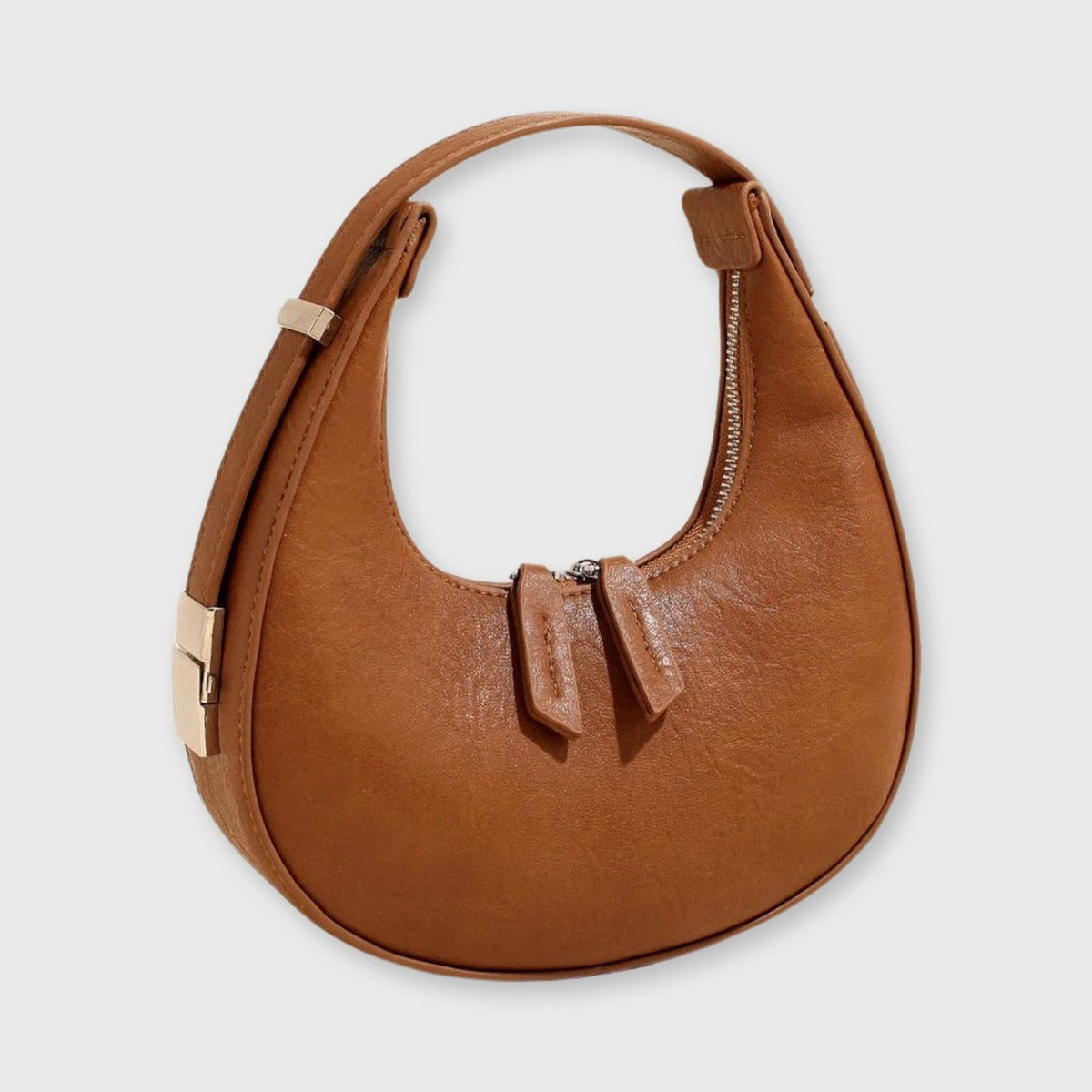 Sac demi-lune Lune cognac vu de côté