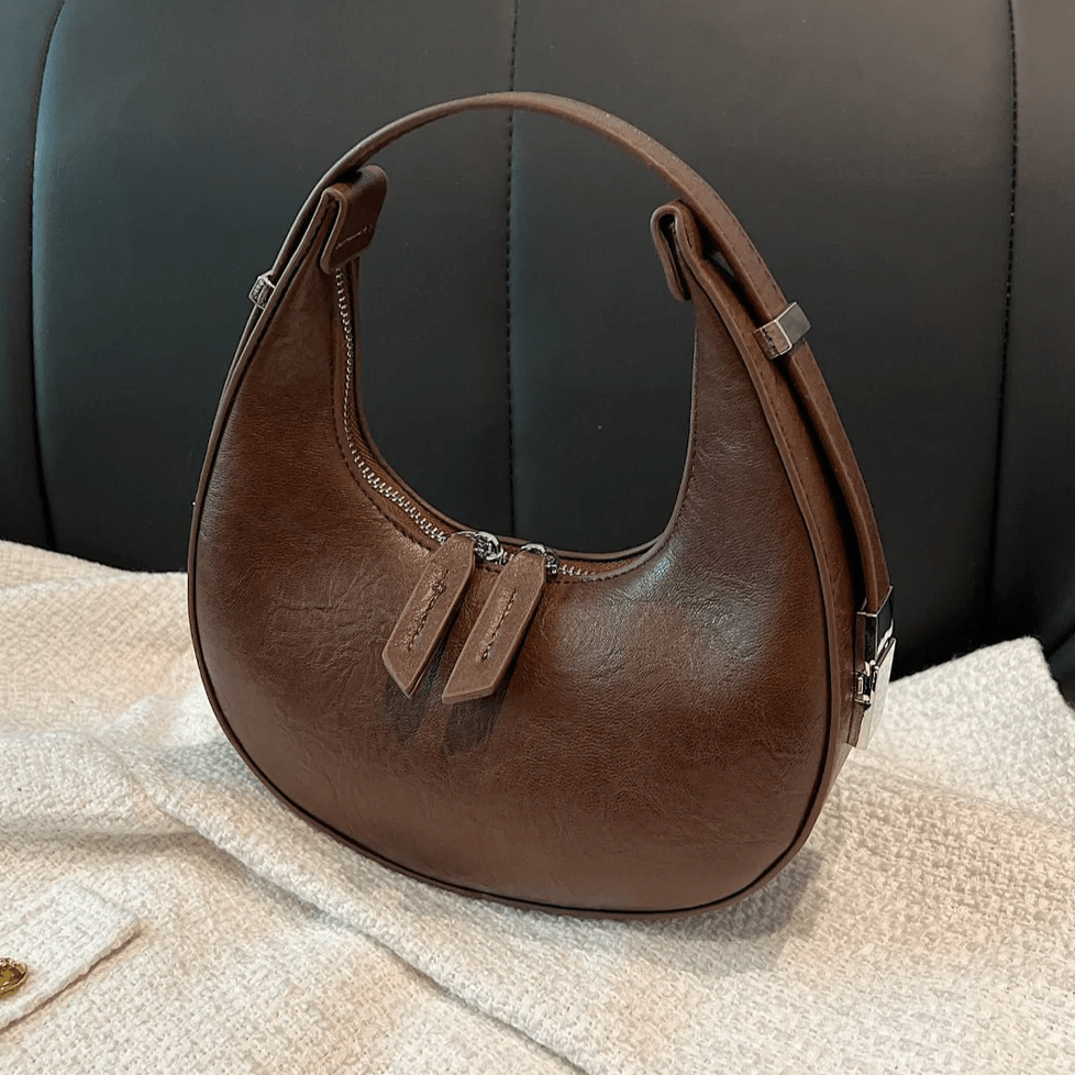 Sac demi-lune Lune brun foncé vu de trois quarts