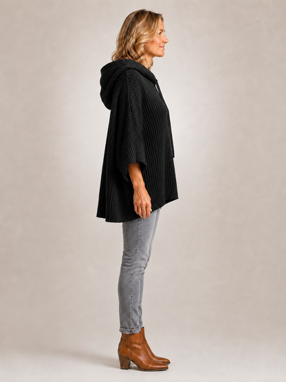 Capucine | Sweter oversize z kapturem z dzianiny waflowej