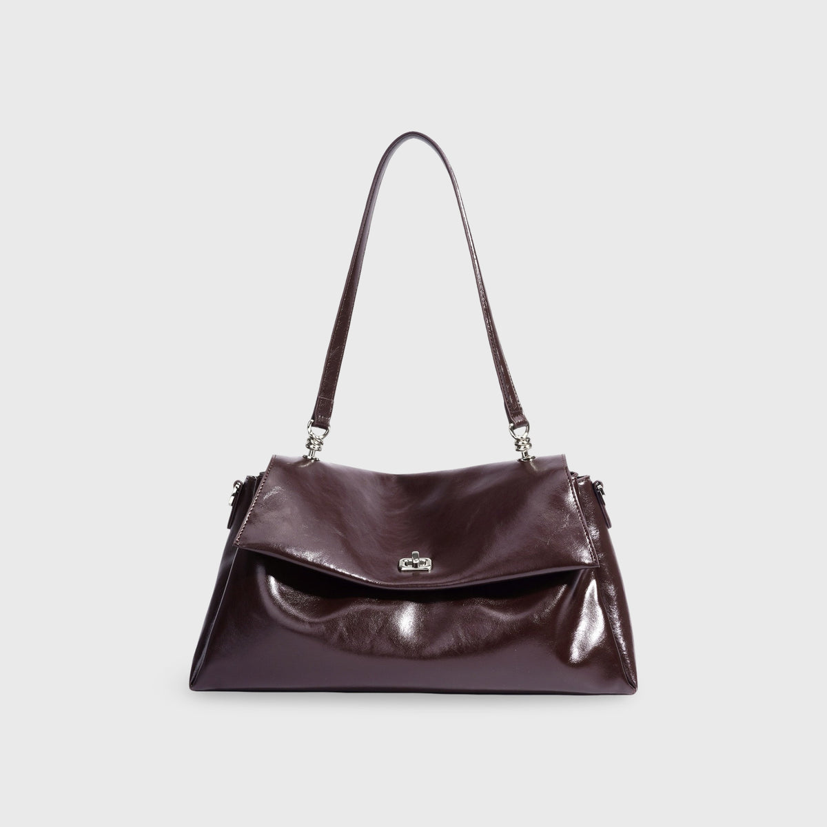 Sac porté épaule Nola en cuir véritable bordeaux vu de face