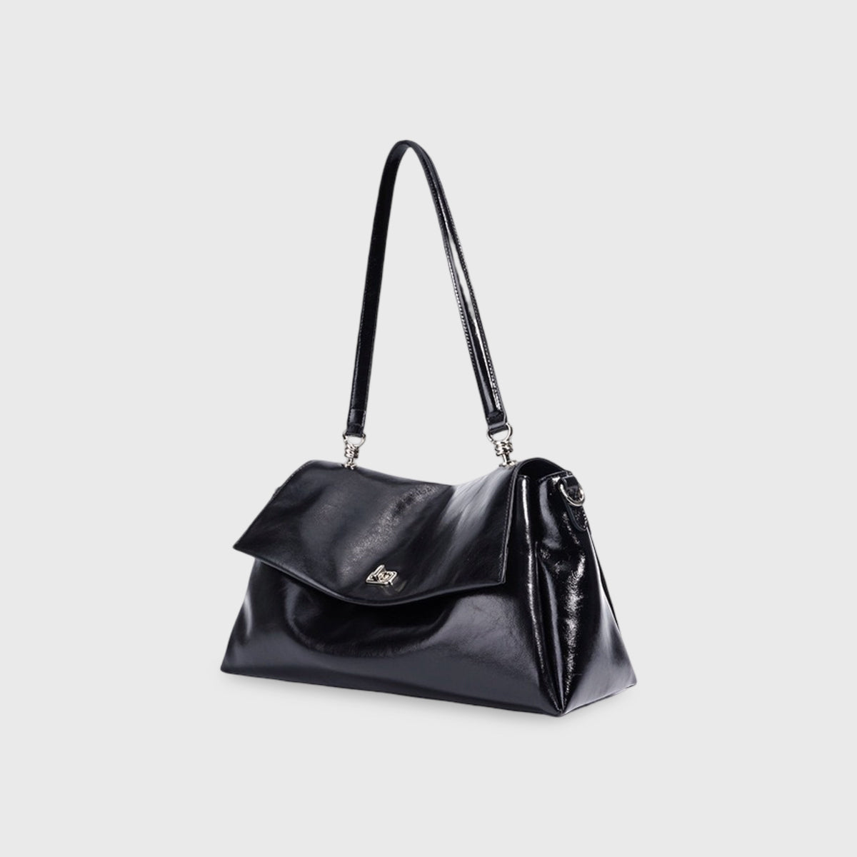 Sac porté épaule Nola en cuir véritable noir vu de côté