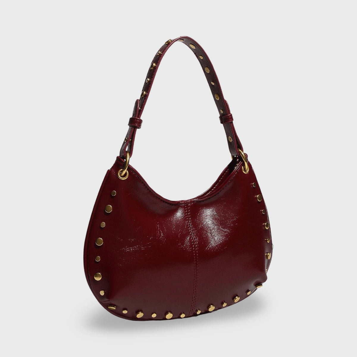 Sac porté épaule Nour bordeaux vu de côté