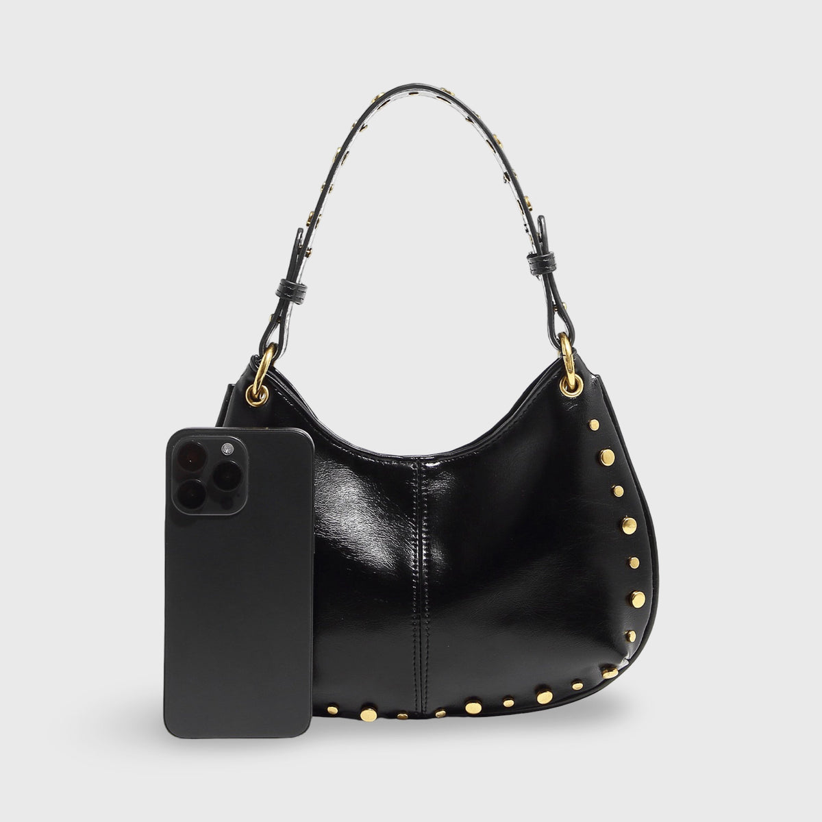 Sac porté épaule Nour noir vu de trois quarts