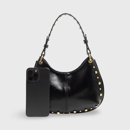 Sac porté épaule Nour noir vu de trois quarts