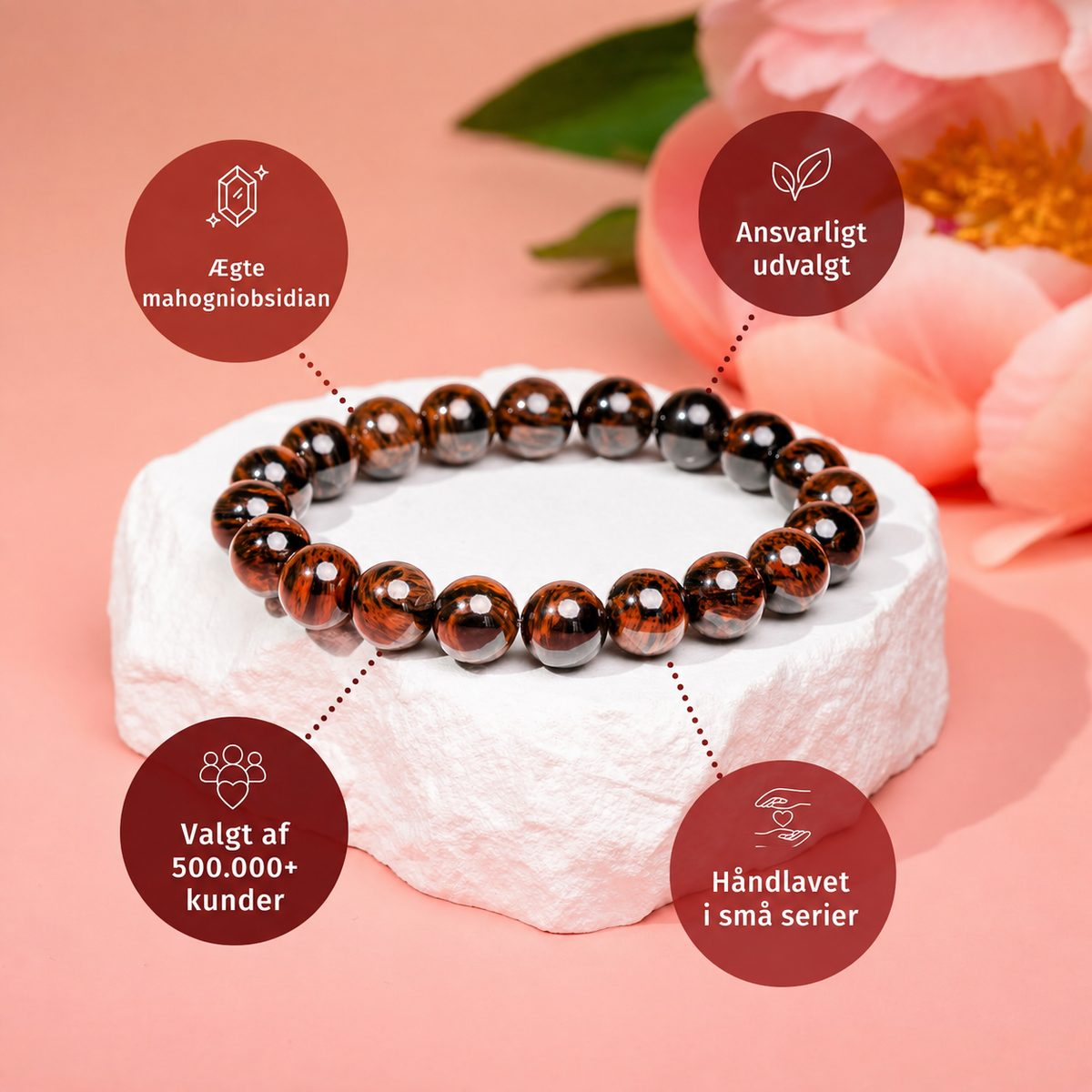 Nouveaux Schémas – Bracelet en obsidienne acajou | 10 mm – image 4