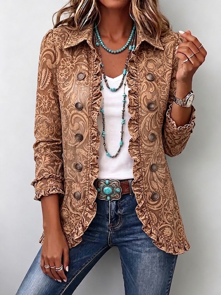 Vyclara | Veste volantée bohème à imprimé floral