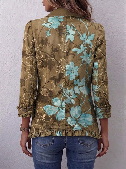 Sundara | Veste volantée bohème à imprimé floral dégradé