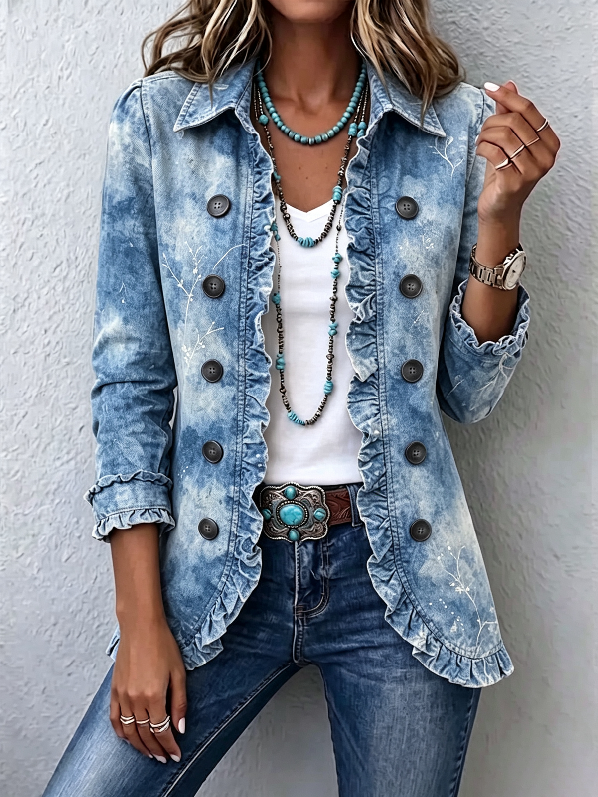 Jemison | Veste volantée bohème à imprimé botanique