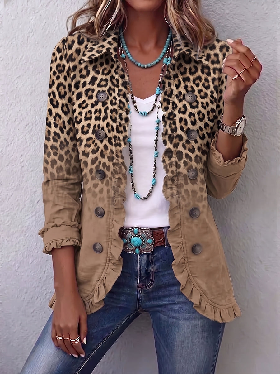 Tawny | Veste volantée léopard vintage
