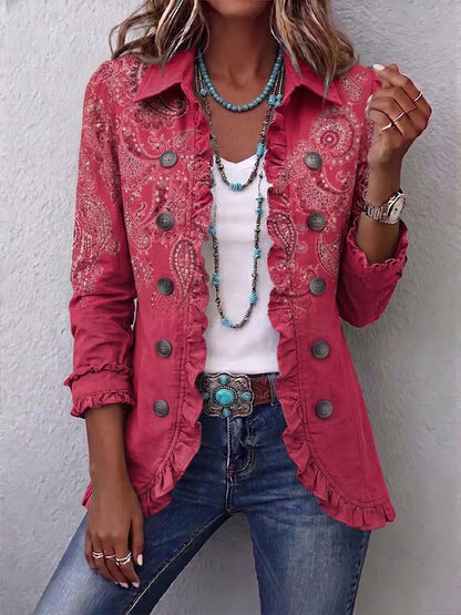 Anouk | Veste volantée vintage à imprimé cachemire