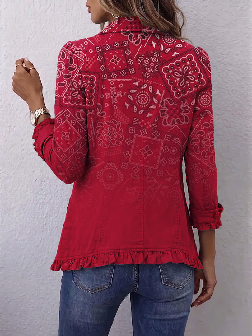 Criselle | Veste volantée à imprimé cachemire ombré