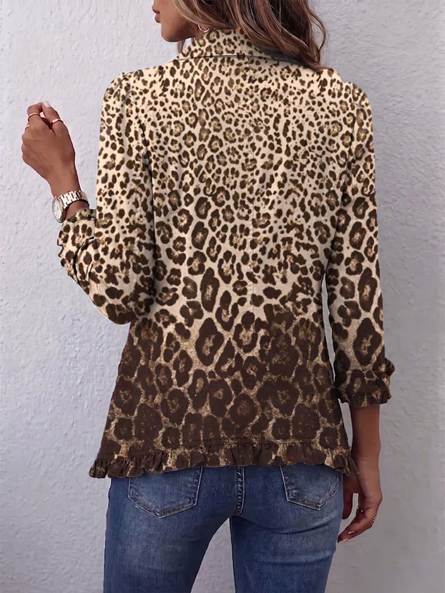 Navara | Veste volantée à imprimé léopard