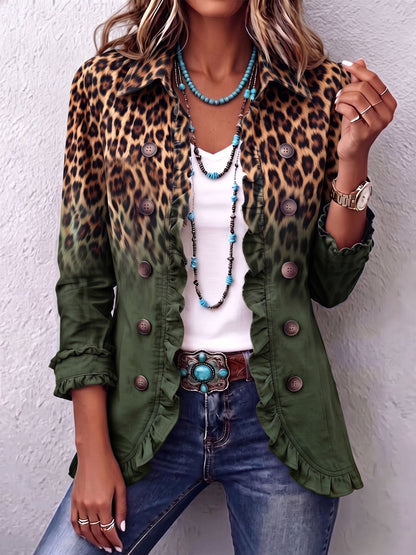 Elspeth | Blazer volanté léopard dégradé multicolore