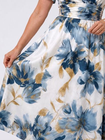 Adélaïde — Robe midi cache-cœur à ceinture froncée