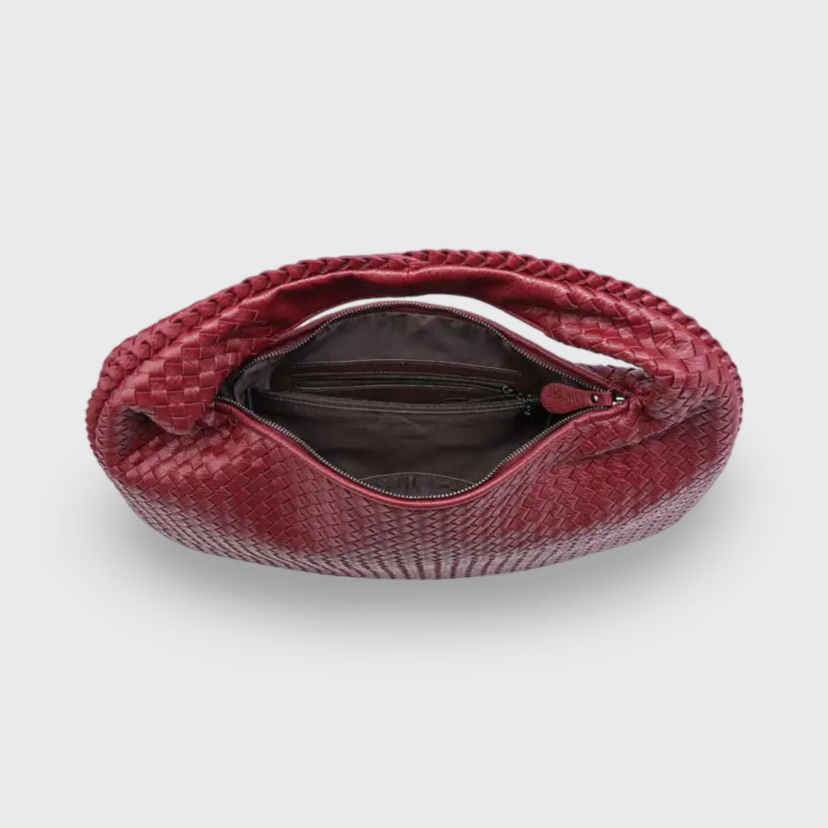 Sac porté épaule Cabas Tressé XL bordeaux vu de côté