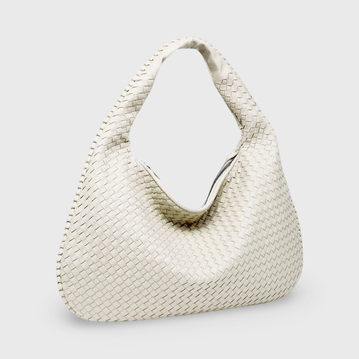 Sac porté épaule Cabas Tressé XL blanc vu de face