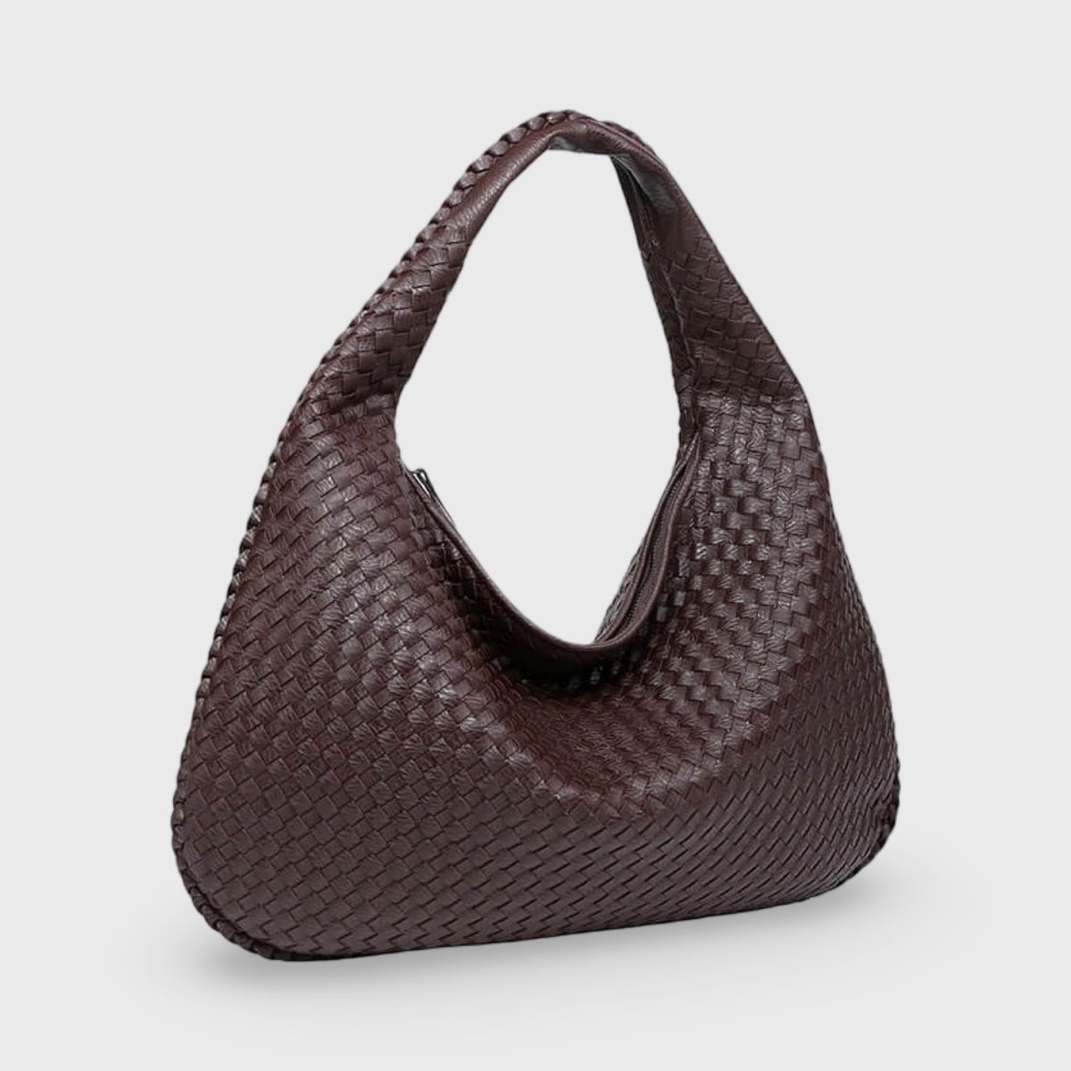 Sac porté épaule Cabas Tressé XL brun foncé vu de face