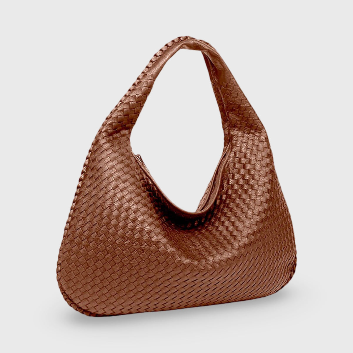 Sac porté épaule Cabas Tressé XL brun rouille vu de face