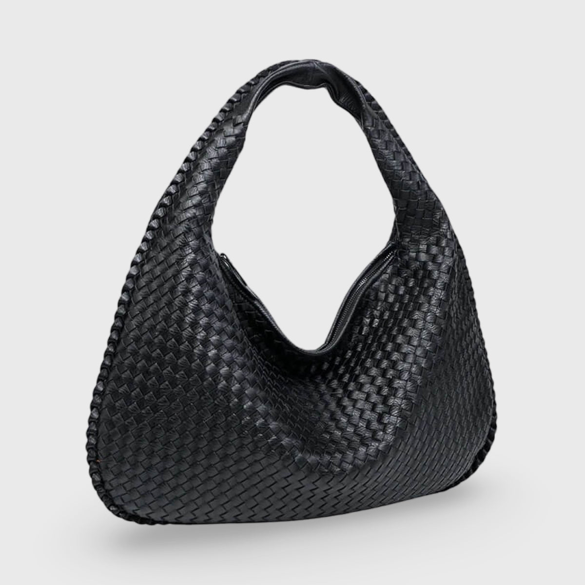 Sac porté épaule Cabas Tressé XL noir vu de face