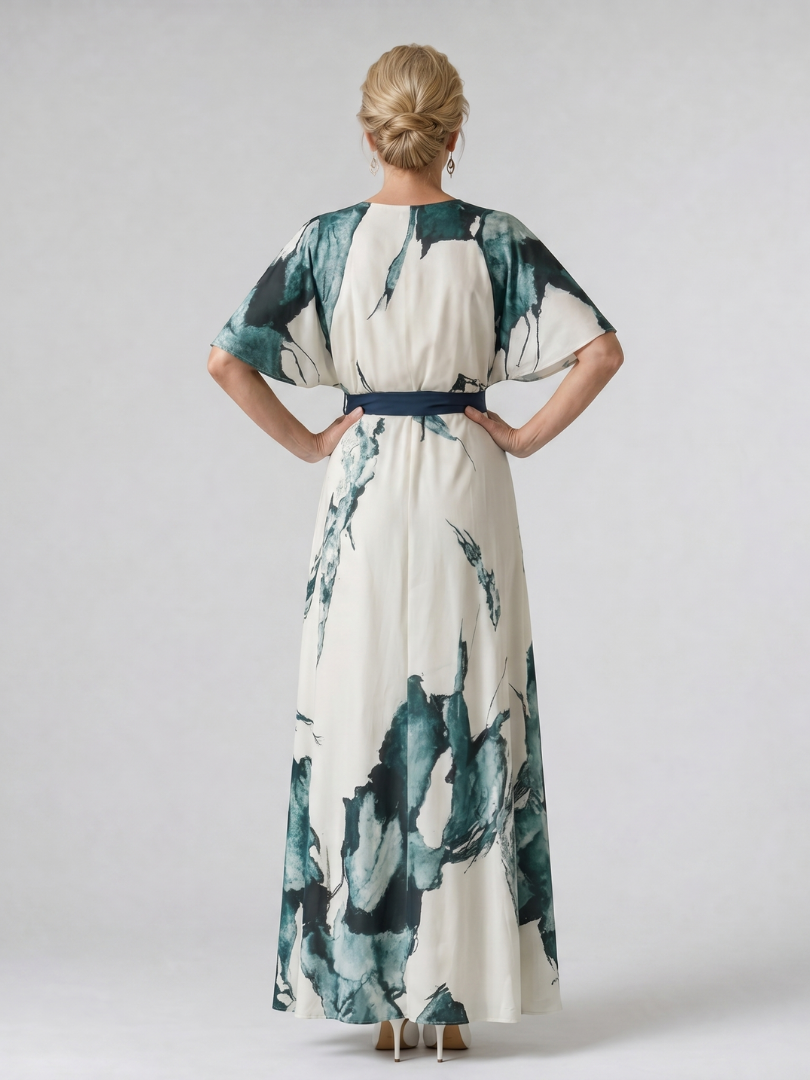 Hyacinthe — Robe longue à manches papillon et ceinture
