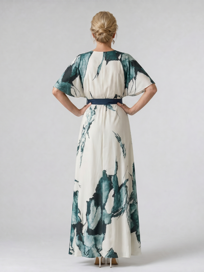 Hyacinthe — Robe longue à manches papillon et ceinture