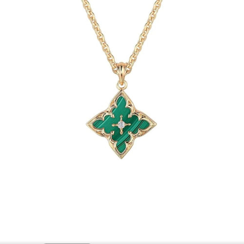 Rosace Étoilée | Collier avec pendentif étoile vert – Vue 01