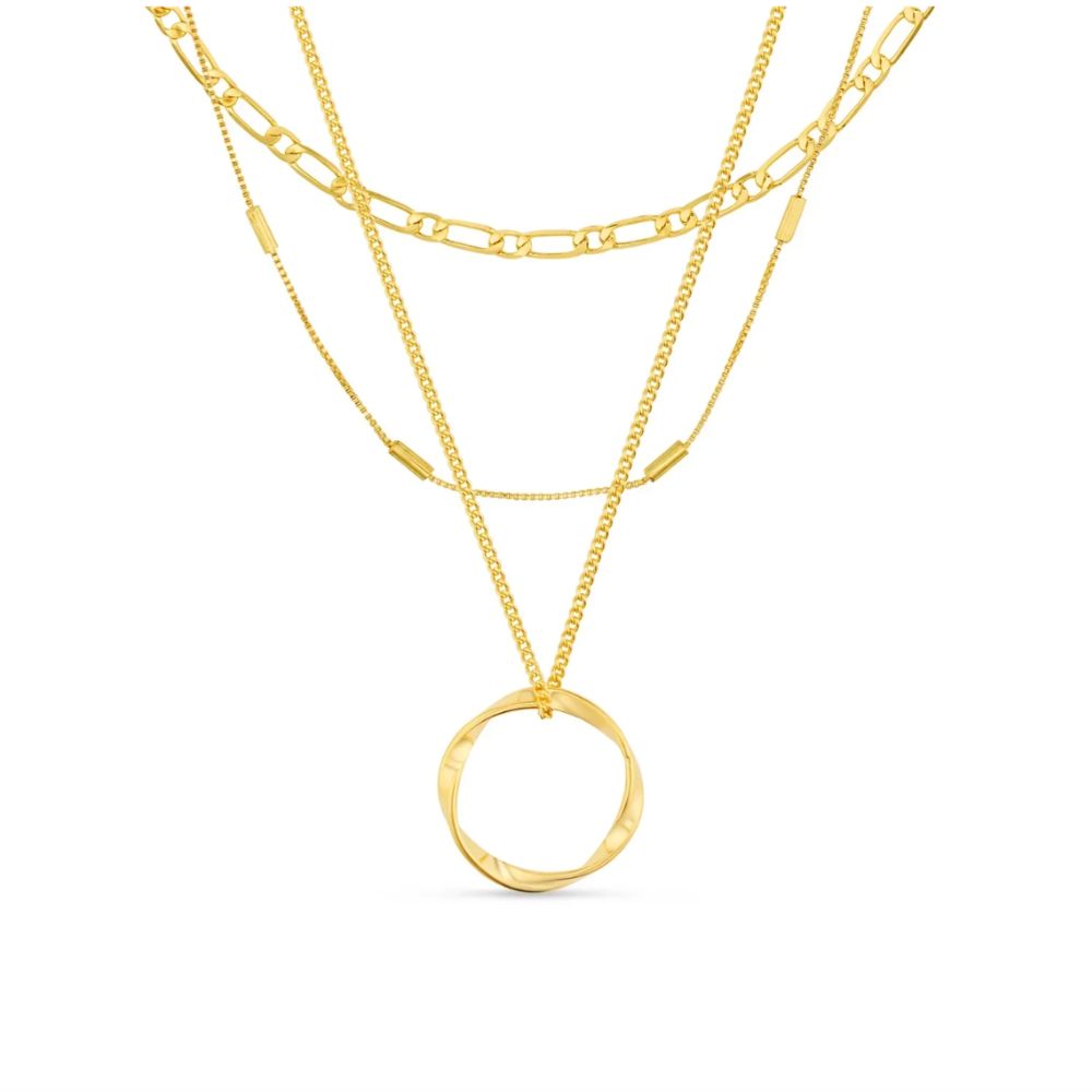 Corinne | Collier à trois rangs avec cercle ouvert – Vue 01
