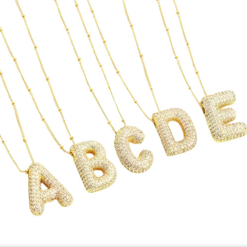 Bulles | Collier avec initiale bulle – Vue 01