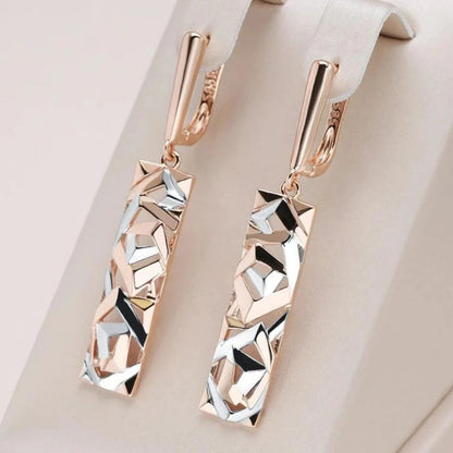 Bordure Rose | Boucles d'oreilles en or rose de forme géométrique – Vue 01