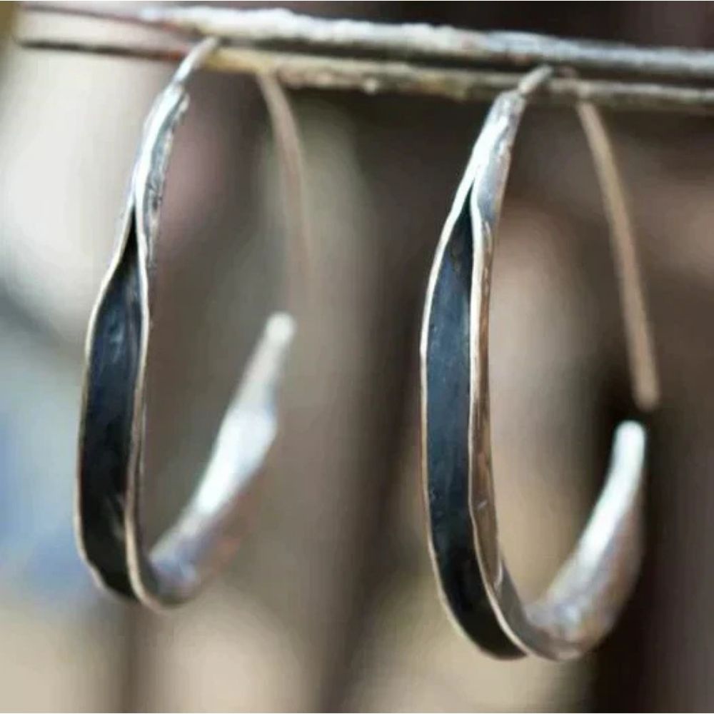 Arc Large | Larges créoles argentées – Vue 01