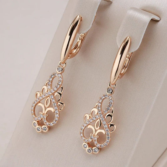 Rêve de Fée | Boucles d'oreilles dorées avec pierre turquoise – Vue 01