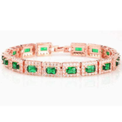 Pièce Forte | Bracelet statement or rose avec pierres vertes – Vue 01