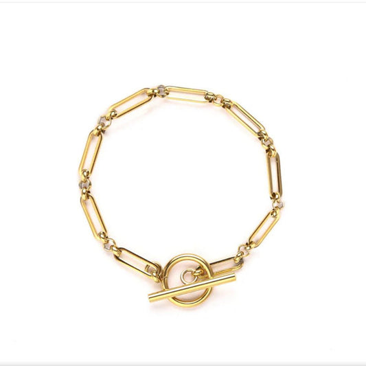 Maillon Ancre | Bracelet doré à maillons avec fermoir en T – Vue 01
