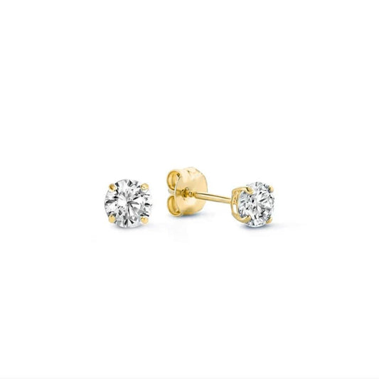 Bouton Clair | Boucles d'oreilles dorées avec pierre claire – Vue 01