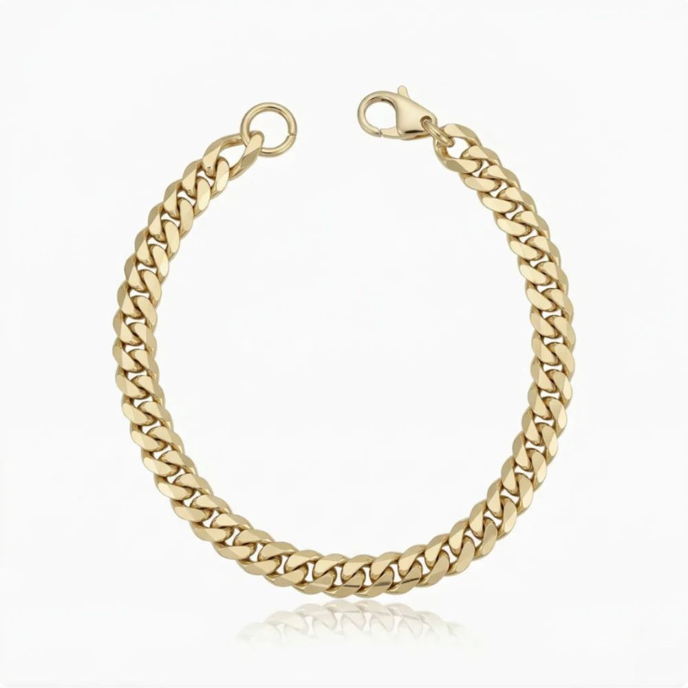 Maille Gourmette | Bracelet gourmette doré – Vue 01
