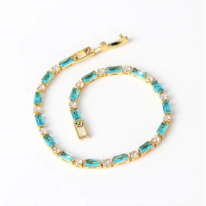 Rangée de Barres | Bracelet doré avec pierres turquoise – Vue 02