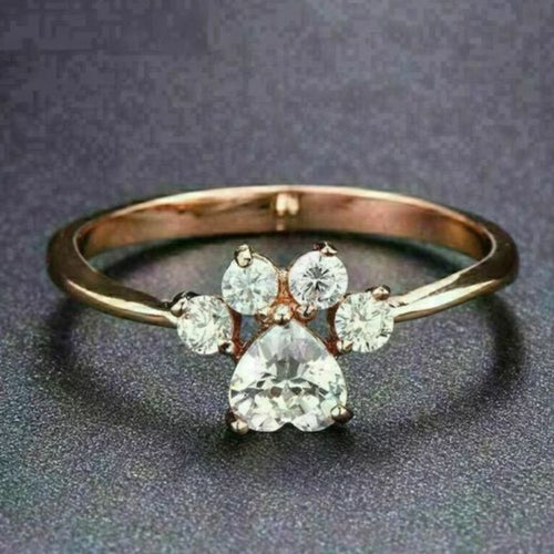 Empreinte de Patte | Bague dorée avec pierres vert clair – Vue 01