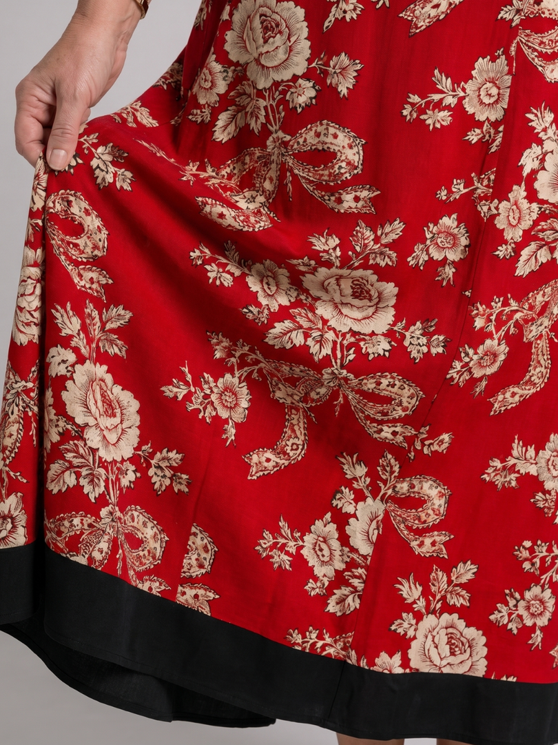 Zoé — Robe longue à fleurs vintage rouge