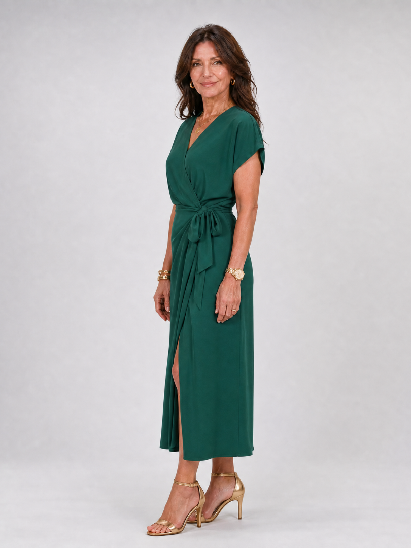 Alix — Robe portefeuille midi à manches courtes