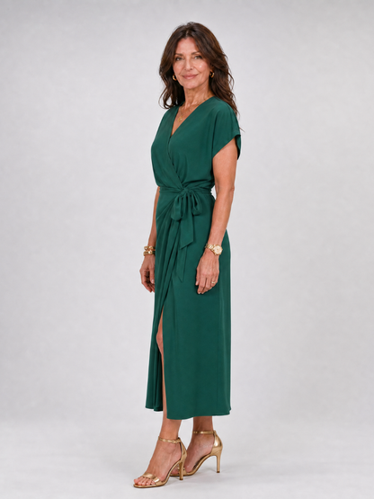 Alix — Robe portefeuille midi à manches courtes