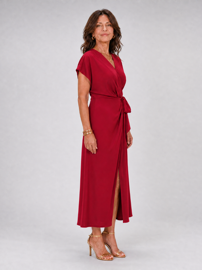 Alix — Robe portefeuille midi à manches courtes